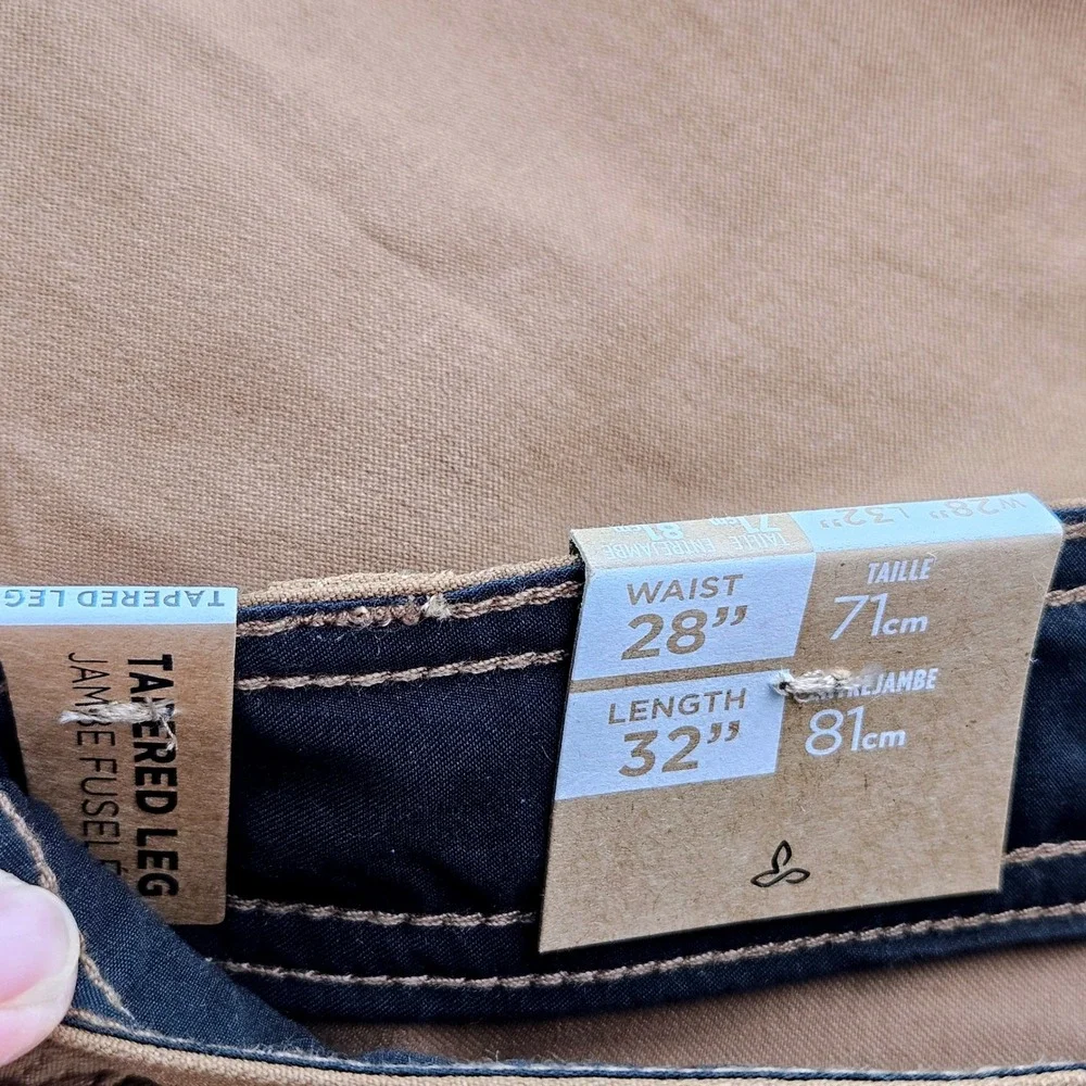 Prana Stretch Zion Slim Fit Tapered Leg Pant Mens 28x32 Brown Hiking Utility NWT
